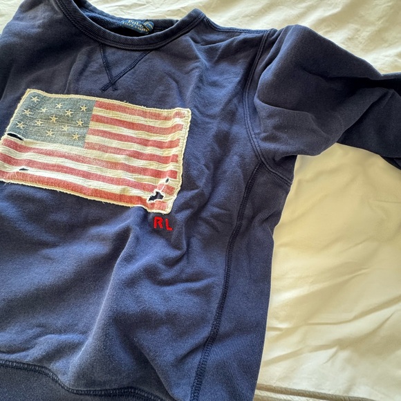 Polo Ralph Lauren Navy Sweatshirt with American Flag - Picture 4 of 6